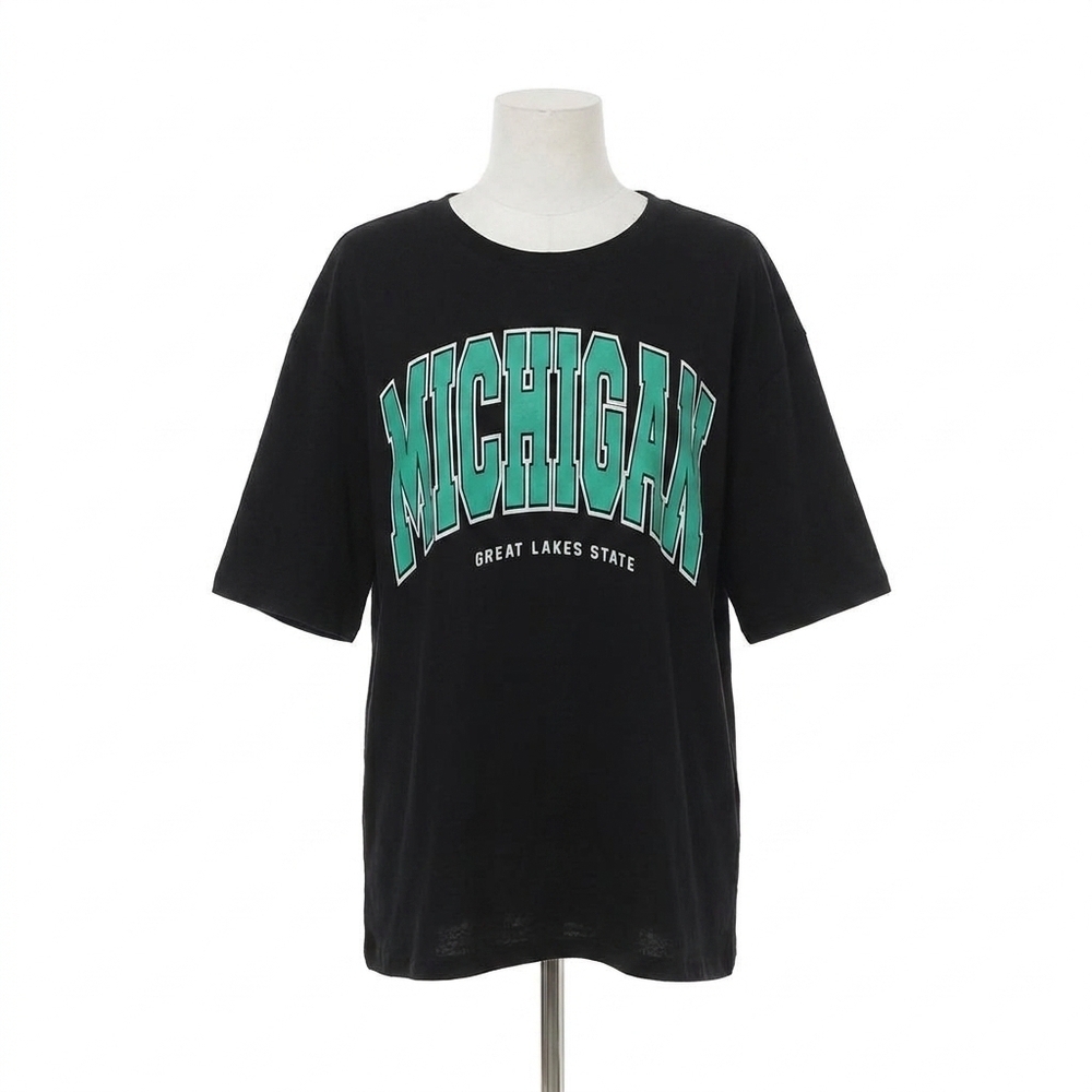 NEW AMBAR michigan printed short sleeve t-shirt in anthracite